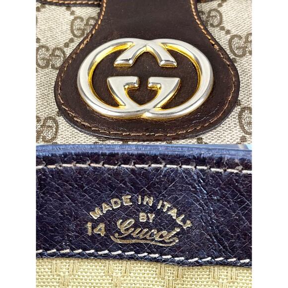 Authentic Gucci GG Sherry Large Tote Web Canvas Ophidia Shoulder Bag Handbag Tan - Picture 10 of 11